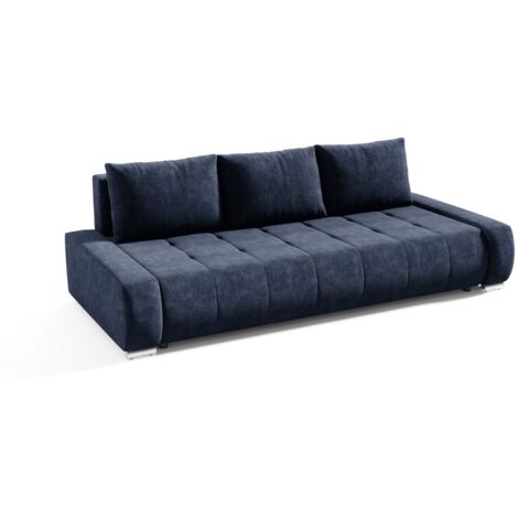 Sofa 3-Sitzer mit Schlaffunktion VOGAR Stoff Aston Dunkelblau