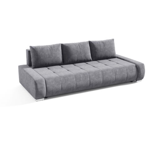 Sofa 3-Sitzer mit Schlaffunktion VOGAR Stoff Aston Dunkelgrau