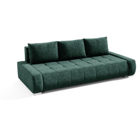 Sofa 3-Sitzer mit Schlaffunktion VOGAR Stoff Aston Flaschengrün