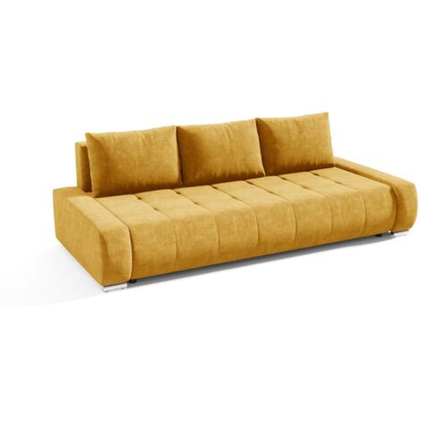 Sofa 3-Sitzer mit Schlaffunktion VOGAR Stoff Aston Gelb