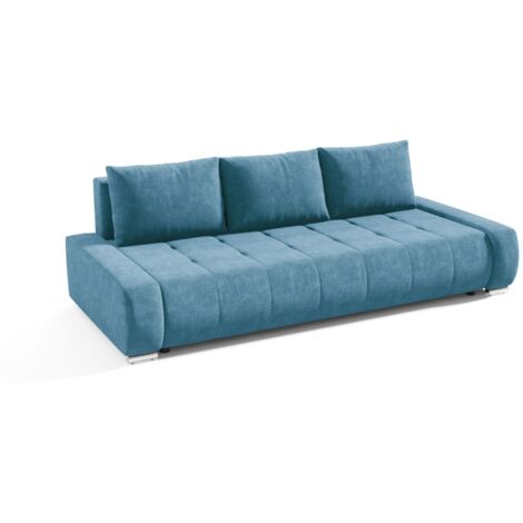 Sofa 3-Sitzer mit Schlaffunktion VOGAR Stoff Aston Lichtblau