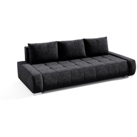 Sofa 3-Sitzer mit Schlaffunktion VOGAR Stoff Aston Schwarz