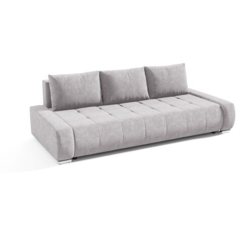Sofa 3-Sitzer mit Schlaffunktion VOGAR Stoff Aston Silbergrau