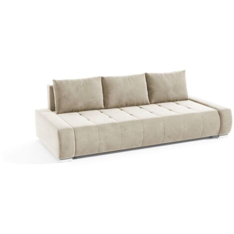 Sofa 3-Sitzer mit Schlaffunktion VOGAR Stoff Monolith Ecru