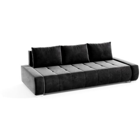 Sofa 3-Sitzer mit Schlaffunktion VOGAR Stoff Monolith Grafit