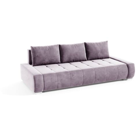 Sofa 3-Sitzer mit Schlaffunktion VOGAR Stoff Monolith Lila