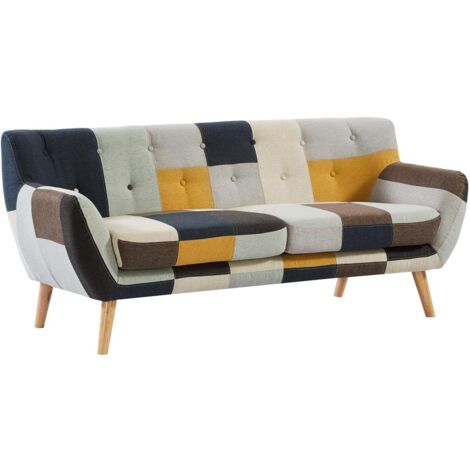VENTE-UNIQUE Sofa 3-Sitzer - Patchwork - Mehrfarbig - SERTI II - Mehrfarbig