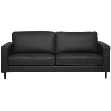 Sofa 3-Sitzer SAVALEN Echtleder Schwarz