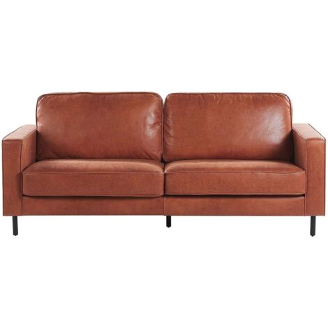 Sofa 3-Sitzer SAVALEN Kunstleder Goldbraun
