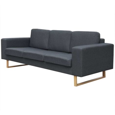Sofa 3-Sitzer Stoff Dunkelgrau vidaXL
