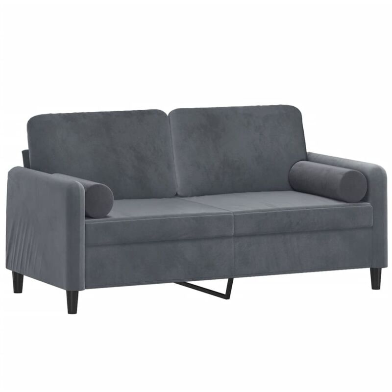 2-sitzer-sofa Mit Zierkissen Dunkelgrau 140 Cm Samt - Vidaxl