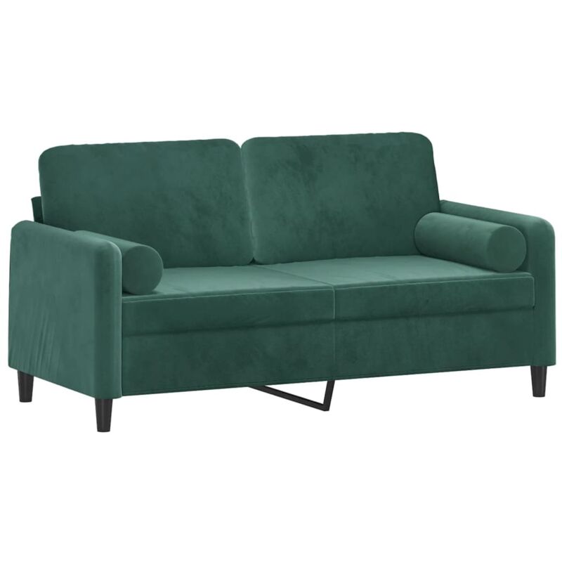 2-sitzer-sofa Mit Zierkissen Dunkelgrün 140 Cm Samt - Vidaxl