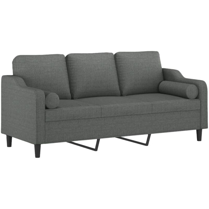3-sitzer-sofa Mit Zierkissen Dunkelgrau 180 Cm Stoff - Vidaxl