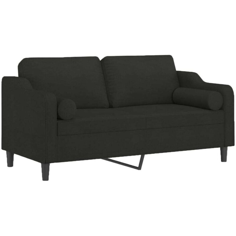 2-sitzer-sofa Mit Zierkissen Schwarz 140 Cm Stoff - Vidaxl