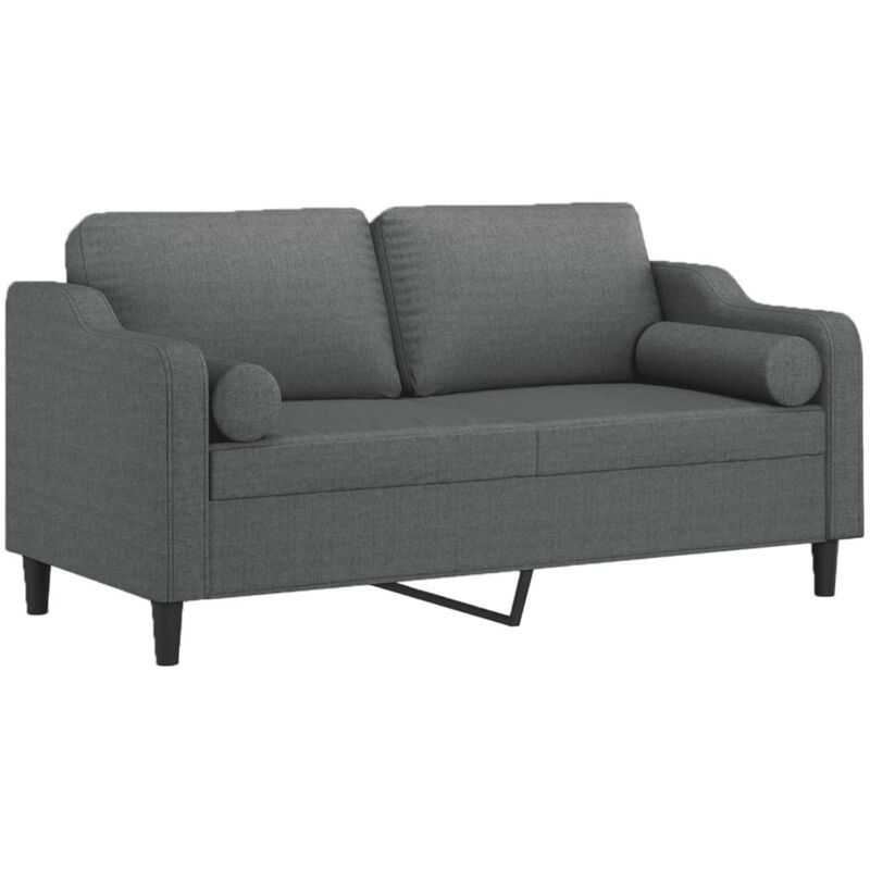 Vidaxl 2-sitzer-sofa Mit Zierkissen Dunkelgrau 140 Cm Stoff