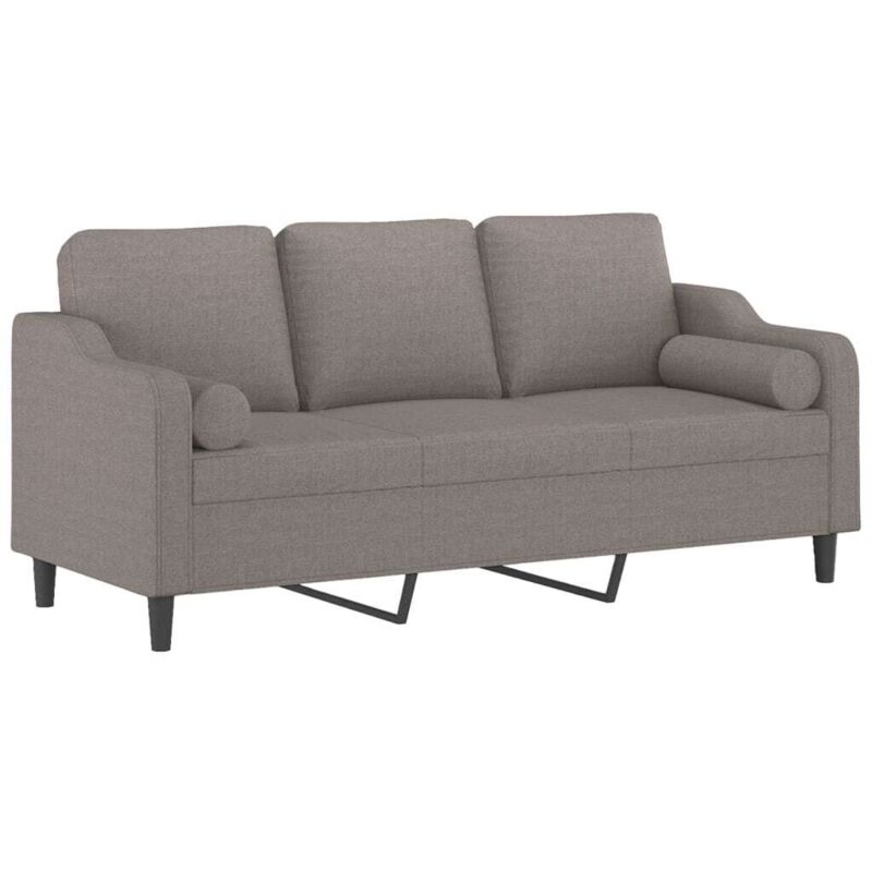 3-sitzer-sofa Mit Zierkissen Taupe 180 Cm Stoff - Vidaxl
