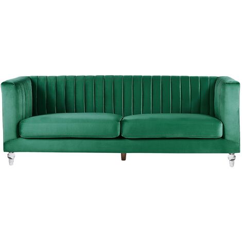 Sofá acolchado tapizado en terciopelo 3 plazas verde estilo glam Arvika