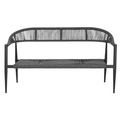 Sofa Aluminio Ratan 131X55X76 2 Plazas Negro