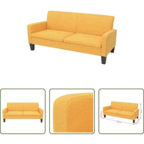 Sofá amarillo -  Sofá de 3 plazas 180x65x76 cm amarillo