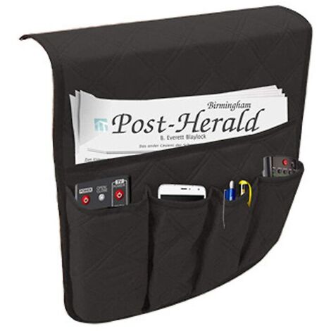 Sofa-Armlehnen-Organizer, Anti-Rutsch-Tasche für Sofa-Sessel, Aufbewahrungstasche aus Stoff für Handys, Brillen, TV-Fernbedienung, platzsparende Tasche (schwarz)
