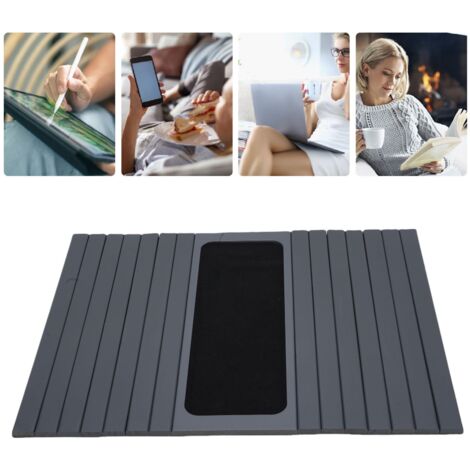 Sofa-Armlehnen-Tablett, rutschfest, wärmeisolierend, mit Silikonbeschichtung, Getränkehalter, Ablage für Handy, Fernbedienung und Snacks, hellgrau