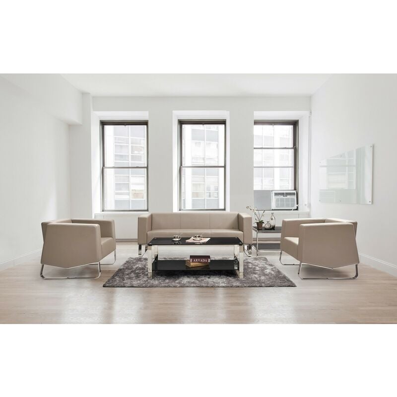

Sofá BACH, 3 plazas, piel regenerada beige