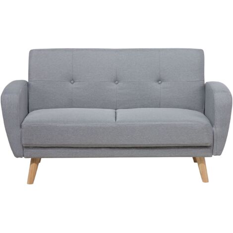 Sofa Bed 2 Seater FLORLI Fabric Light Grey