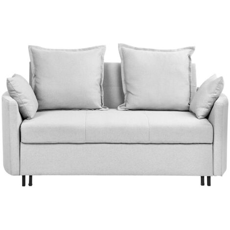 Sofa Bed 2 Seater HOVIN Fabric Light Grey