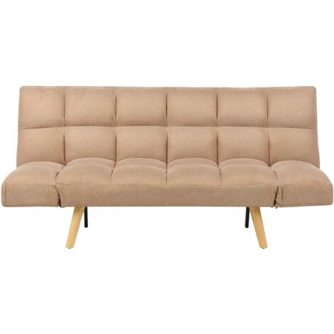Sofa Bed 2 Seater INGARO Fabric Light Brown