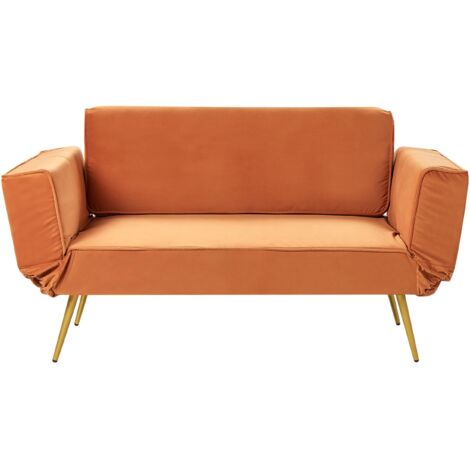 Sofa Bed 2 Seater SAARELA Velvet Orange