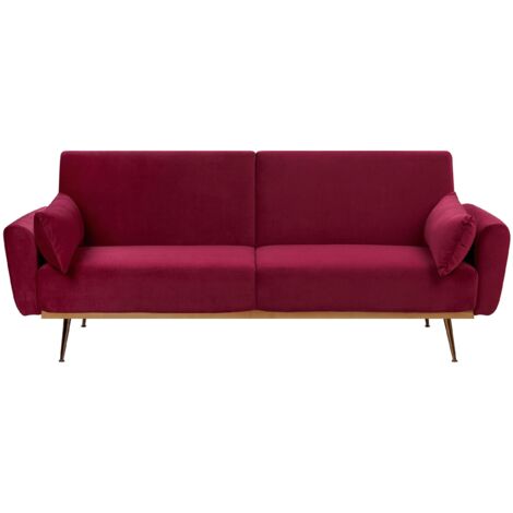 Sofa Bed 3 Seater EINA Velvet Burgundy