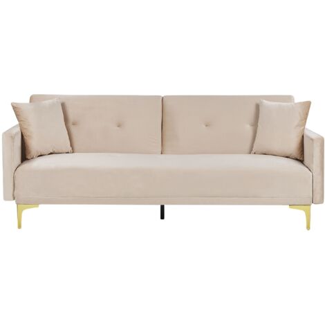 Sofa Bed 3 Seater LUCAN Velvet Beige