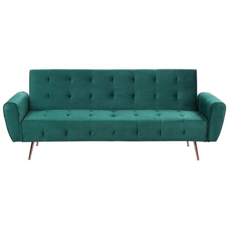 Sofa Bed 3 Seater SELNES Velvet Emerald Green