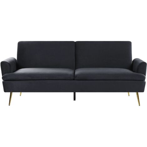 Sofa Bed 3 Seater VETTRE Velvet Black