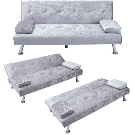 Sofa Bed 3 Seater with Upholstered Seat and Wooden Legs Sofa Couch Living Room/Spare Room/Guest Room (Cloth, Grey)