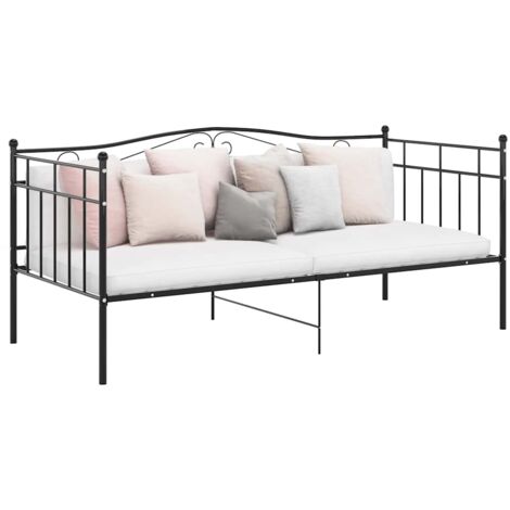 Sofa Bed Frame  Black  Powder-coated metal  Single vidaXL
