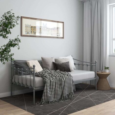 Sofa Bed Frame  Grey  Powder-coated metal  Single vidaXL