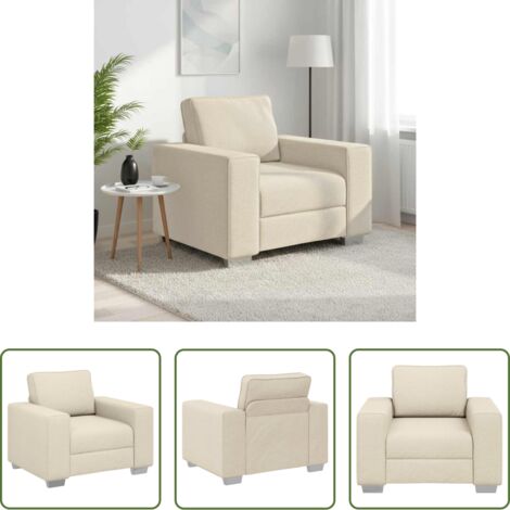 Sofá beige -  Sofá Beige 100 x 80 x 82 cm Tejido mezcla de lino