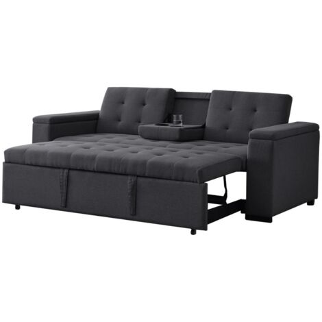Sofa-Bett mit 3 Plätzen in dunkelgrauem Stoff NOHO