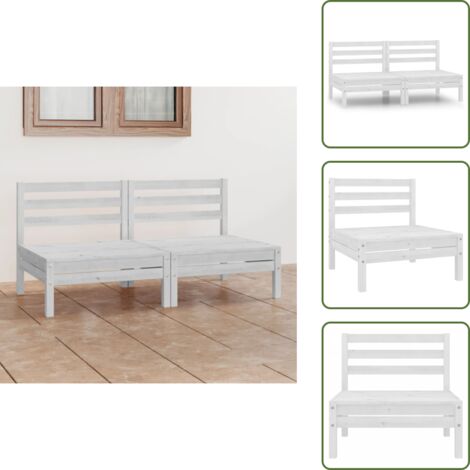 Sofá blanco - vidaXL Sofá de jardín 2 plazas blanco madera maciza pino - Sofá modular