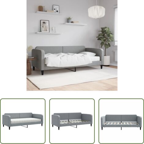 Sofá cama 2 en 1 -  Sofá cama con colchón tela gris claro 90x190 cm