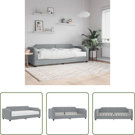 Sofá cama 2 en 1 -  Sofá cama con colchón tela gris claro 90x200 cm