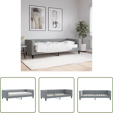 Sofá cama 2 en 1 -  Sofá cama con colchón tela gris claro 90x200 cm