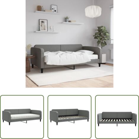 Sofá cama 2 en 1 -  Sofá cama con colchón tela gris oscuro 100x200 cm