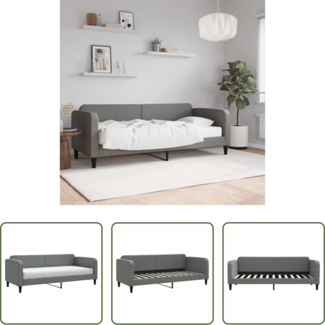 Sofá cama 2 en 1 -  Sofá cama con colchón tela gris oscuro 80x200 cm