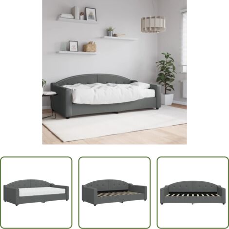Sofá cama 2 en 1 -  Sofá cama con colchón tela gris oscuro 90x190 cm
