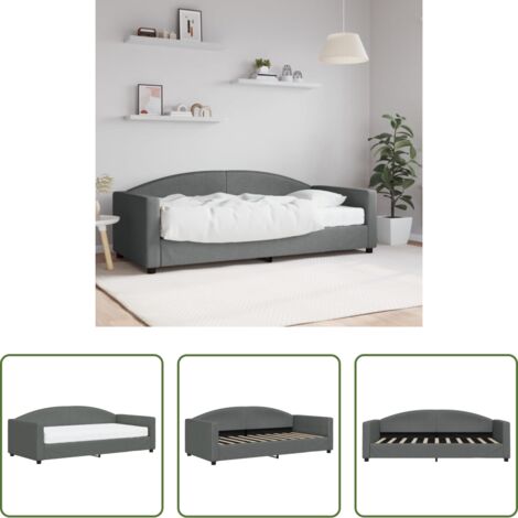 Sofá cama 2 en 1 -  Sofá cama con colchón tela gris oscuro 90x190 cm