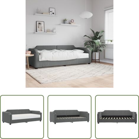 Sofá cama 2 en 1 -  Sofá cama con colchón tela gris oscuro 90x200 cm