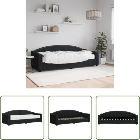 Sofá cama 2 en 1 -  Sofá cama con colchón tela negro 80x200 cm