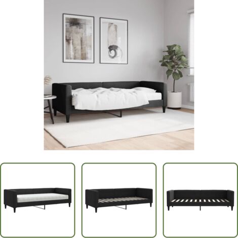 Sofá cama 2 en 1 -  Sofá cama con colchón tela negro 80x200 cm